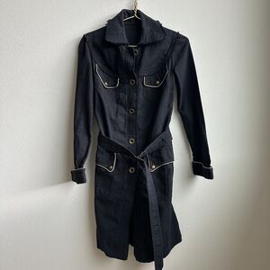 bill tornade long black cotton classic trench luxury coat gold size medium